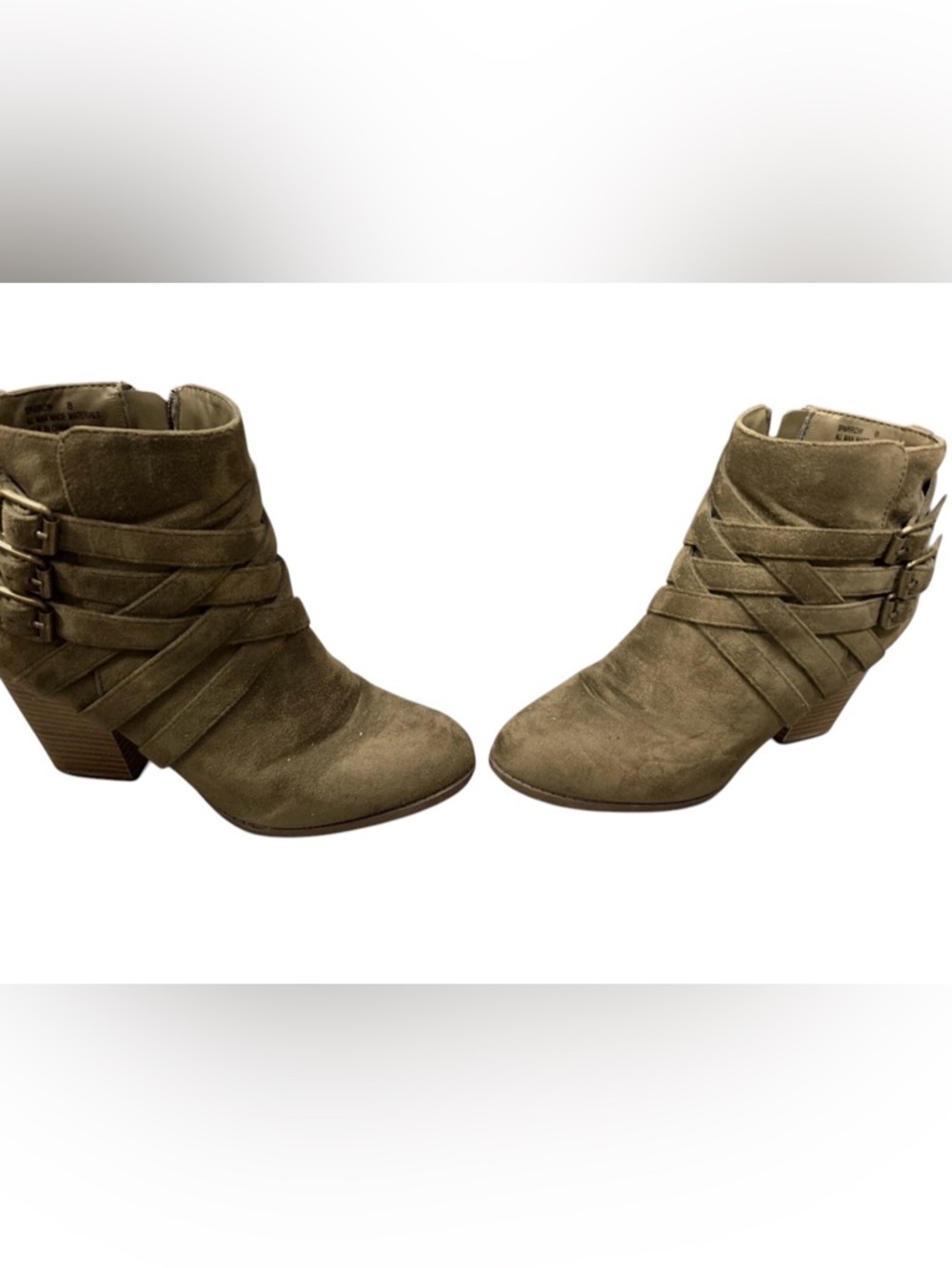 Charlotte Russe Olive Suede Strappy Ankle Booties